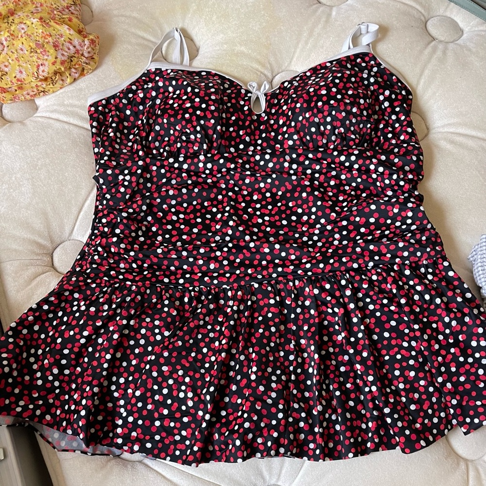 Cute swim dress has a flattering fit and feel.